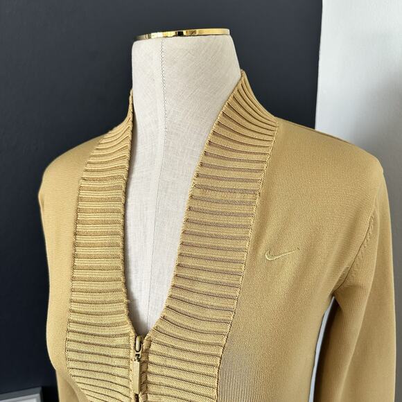 Nike Womens Long Sleeve V-Neck Cardigan Sweater Full Zip Up Ribbed 90s Y2K - Picture 4 of 11